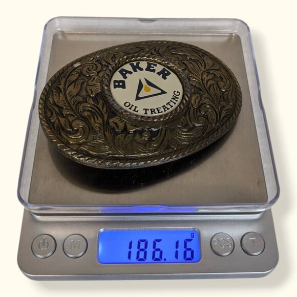 Vintage Baker Oil Treating Brass Belt Buckle - Picture 8 of 8